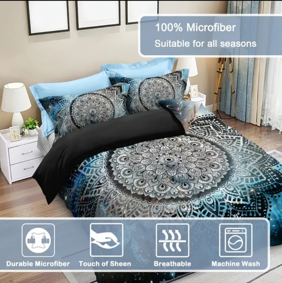 🐒3pcs Mandala Galaxy Ramadan Decoration Queen Bedding - Picture 3 of 4